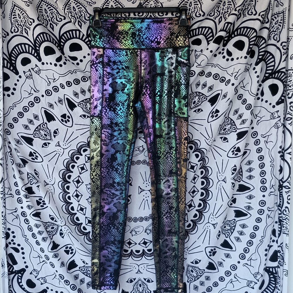 CVG Rainbow Holographic Snakeskin Leggings